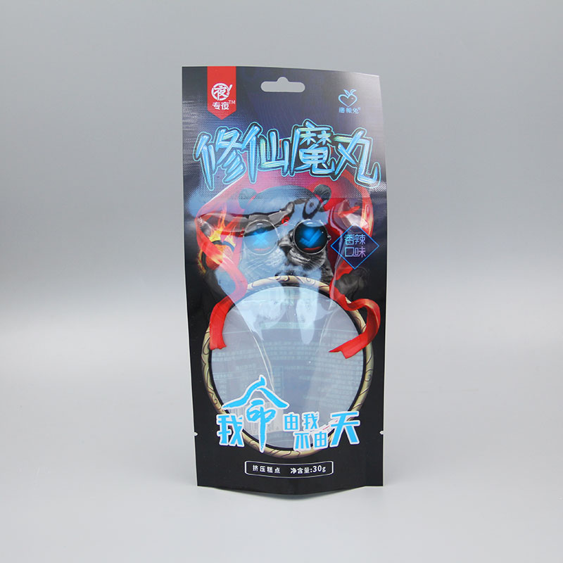 30g休閑魔丸辣條+亮面塑料復合+三邊封包裝袋